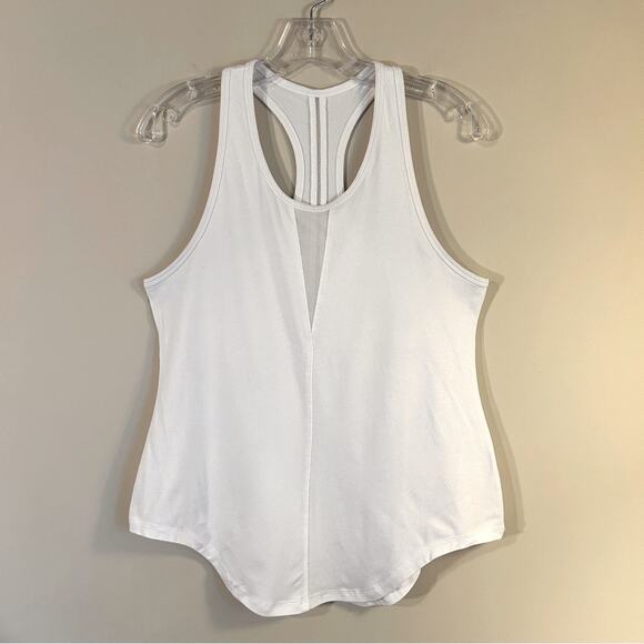 Zyia White “Effortless Tank” Sleeveless Long Racerback Workout Top Size Large - Picture 3 of 11
